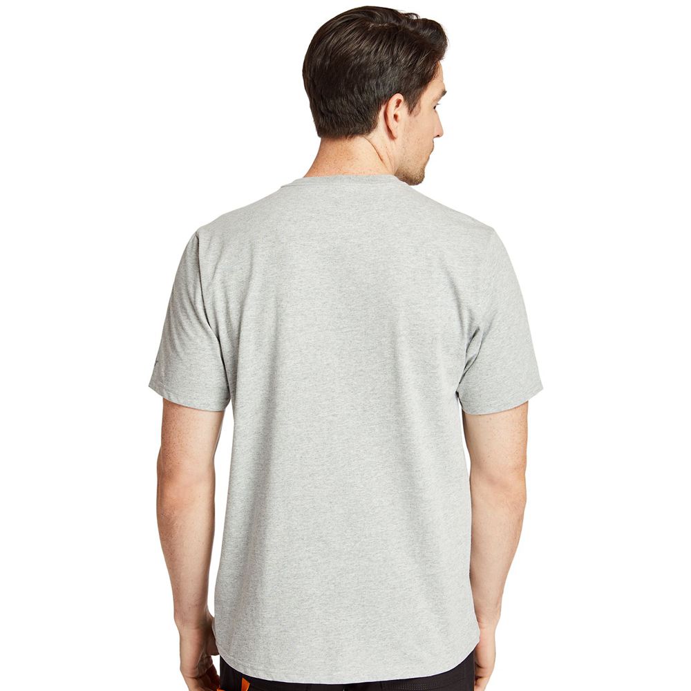 Camisetas Timberland Hombre Pro® Manga Corta Base Plate Wicking Logo Gris - Chile AUH-179350